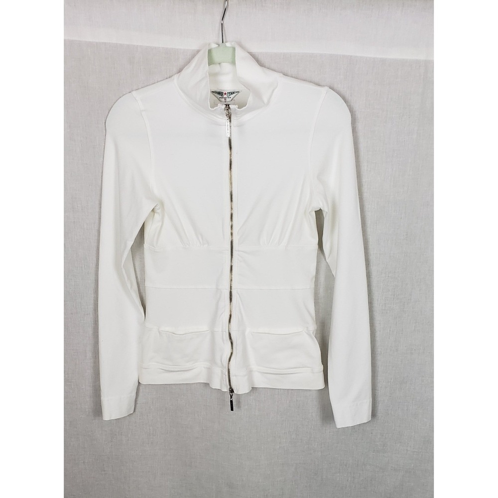 Hard Tail Forever Womens White Full Zip Mock Neck Jacket S Y2K Spring Summer